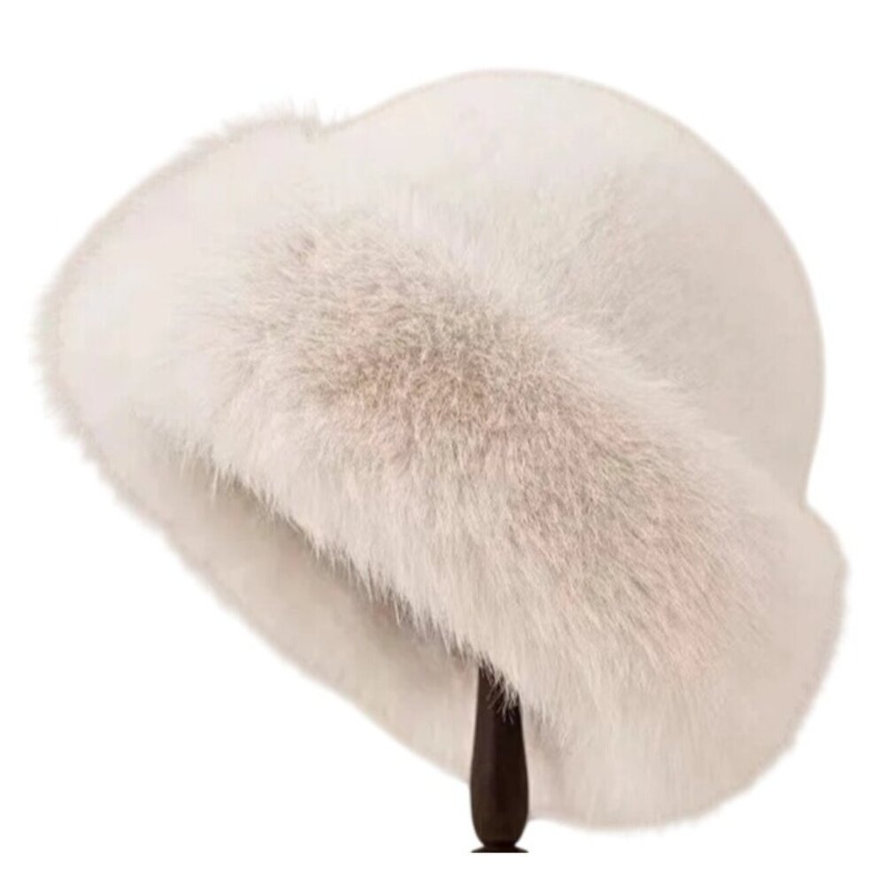 2/$30 Faux Fur Mink Pink Peach One Size Hat Brimless Plush Fluffy Skiing Warm - Picture 5 of 9